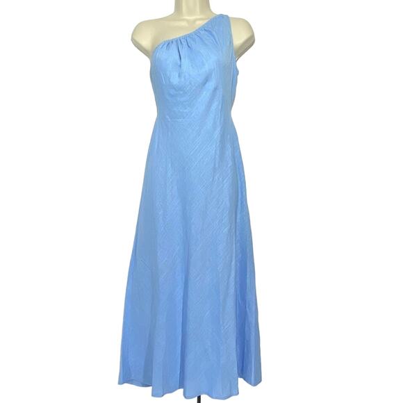 Fortunate one Dresses & Skirts - Fortunate One Blue One Shoulder Linen-blend Maxi Dress women sz L